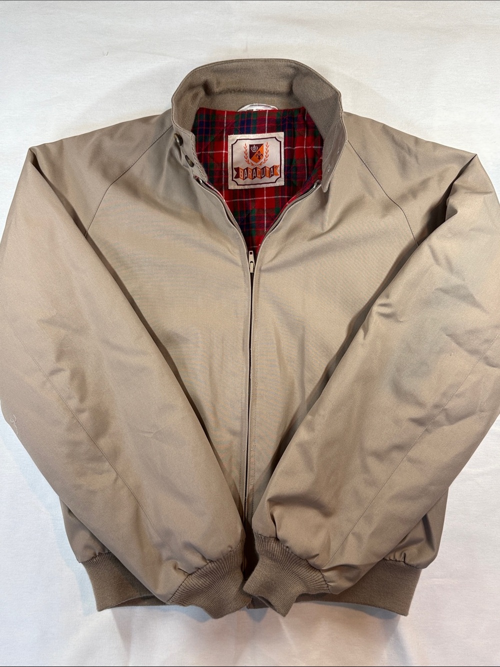 Baracuta G9 Harrington Jacket Vintage 80s Khaki Tartan Lined 40R